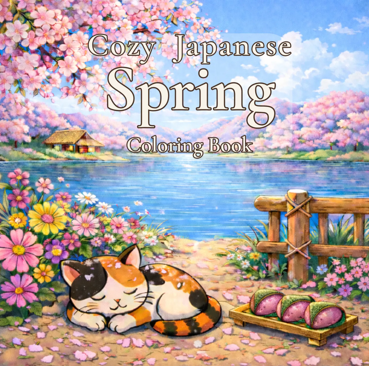 Cozy Japanese Spring Coloring Book の表紙