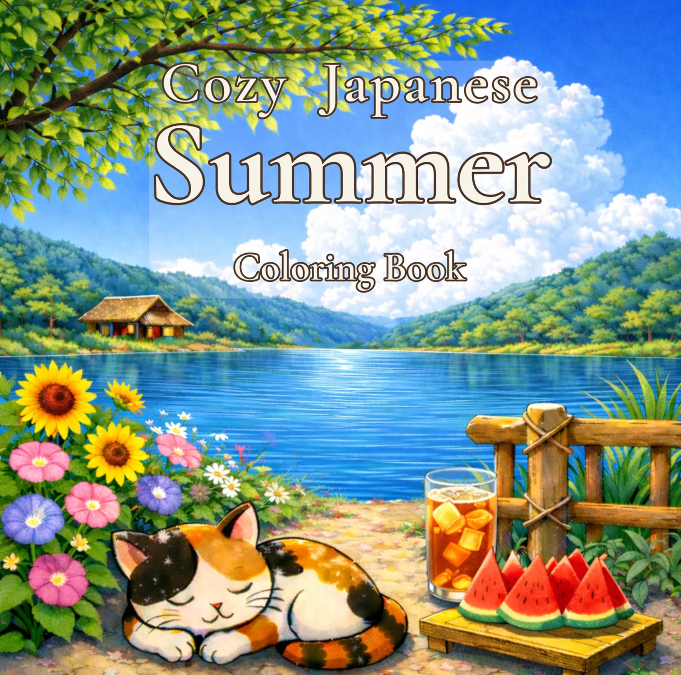 Cozy Japanese Summer Coloring Book の表紙